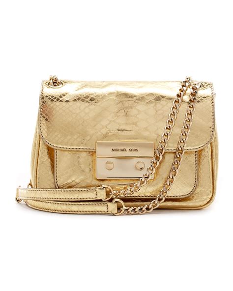 michael kors sloan bag gold|Michael Kors leather shoulder bag.